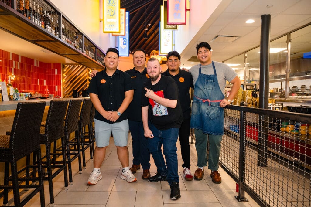 Marvin He, Kevin Lee, The Woodlands GM Lonnie Atchison, Chef Nelson and Chef Josh at the "Phat Life" dinner hosted by Phat Eatery in The Woodlands.