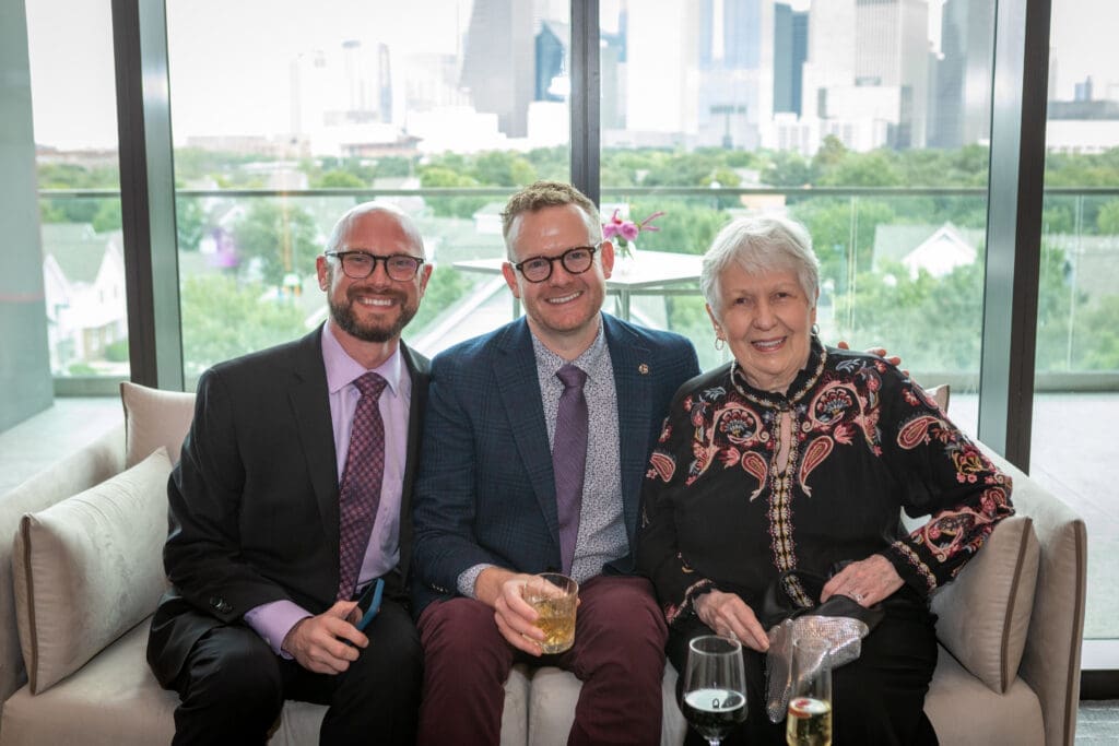 Bryan Marker, James Reno, Marlene Marker at Art League Houston's 76th Anniversary Gala, Bloom (Photo by Laura Burlton)