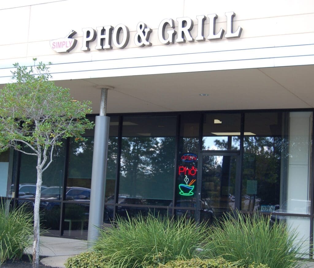 Simply Pho & Grill is located in Sterling Ridge at the Marcel Center, offers dine-in, takeout and delivery options.
