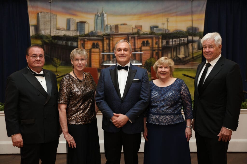 Goran Haag, Lynn Elsenhans, Thomas Hetherington, Dana Burch, David Gibbs at 'An Evening for Rice's Honor.' (Photo by Priscilla Dickson)
