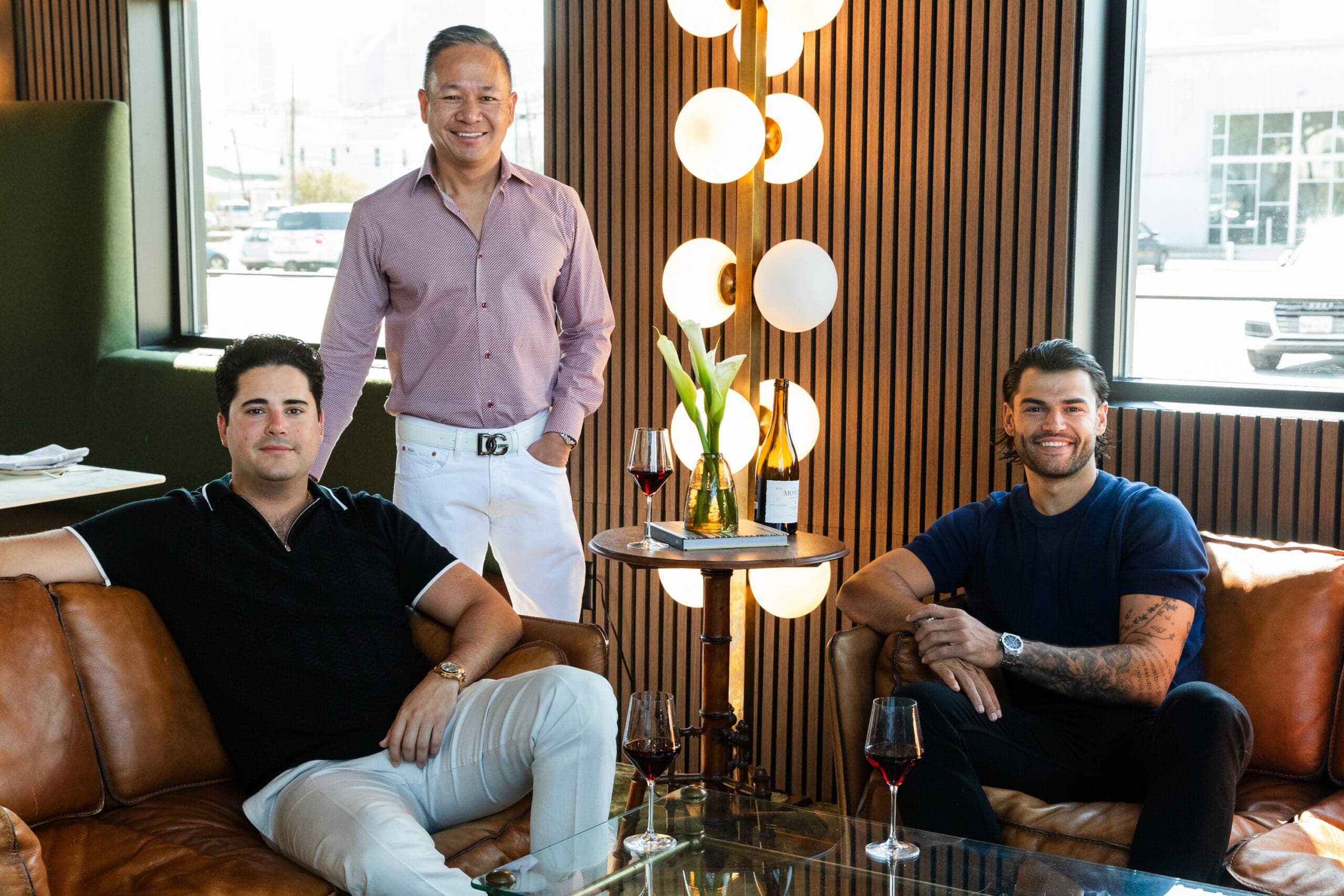 Rex Hospitality Owners Juan Carlos de Aldecoa , Jimmy Doan , Lance McCullers Jr. in Waiting Area