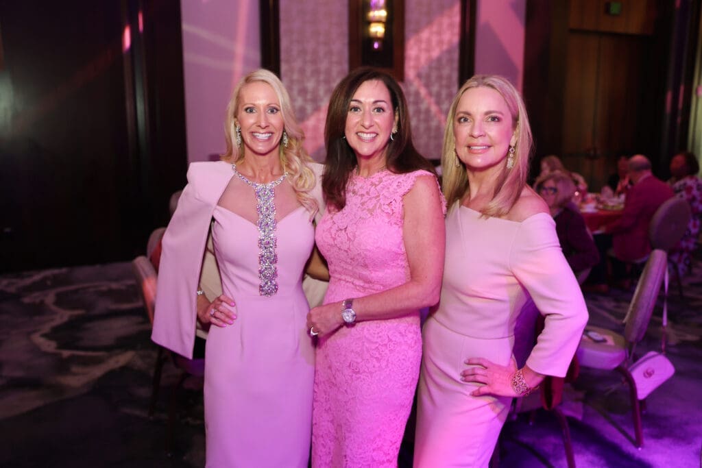Laurie Krohn, Amalia Stanton, Melissa Juneau at the Memorial Hermann Foundation Razzle Dazzle Luncheon. (Photo by Priscilla Dickson)
