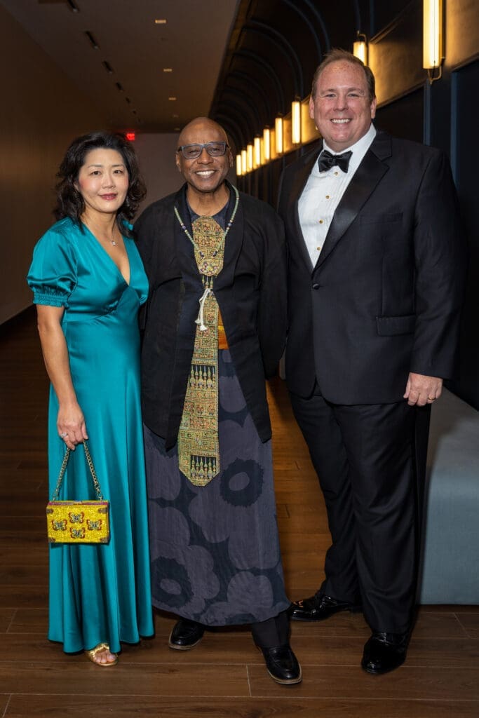 Michelle Hung, Selven O’Keef Jarmon, Robert Raney at Art League Houston's 76th Anniversary Gala, Bloom (Photo by Alex Barber)
