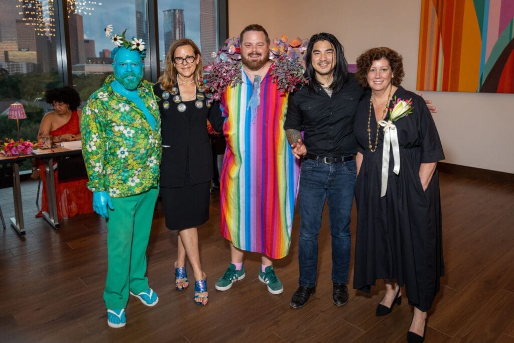 Mitch Pengra, Sarah Fisher, Doug Welsh, Loc Huynh, Xandra Eden at Art League Houston's 76th Anniversary Gala, Bloom (Photo by Alex Barber)