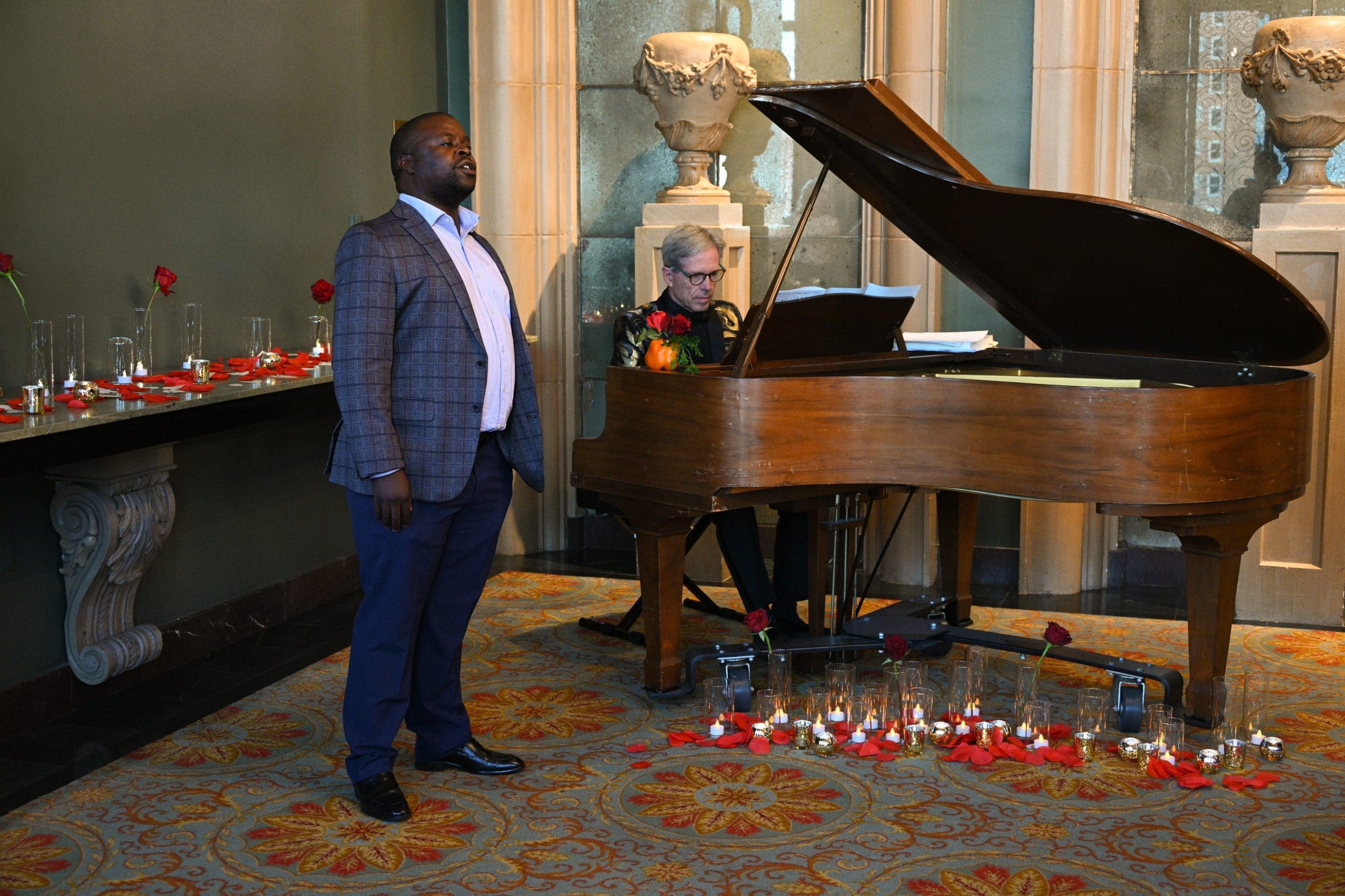 Fort Worth Opera Hattie Mae Lesley Resident Artist Ndumiso Nyoka and Music Director Emeritus Joe Illick. (Photo by Forever Photography)