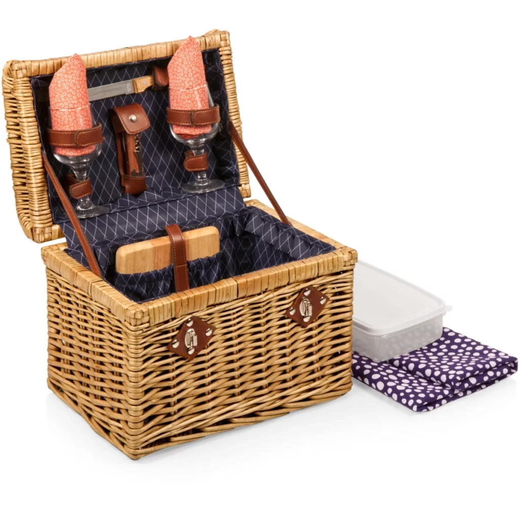 The Picnic Time Napa Wine & Cheese Picnic Basket is perfect for outdoor gatherings, with compartments for wine, cheese and accessories. (Photo courtesy Picnic Time)