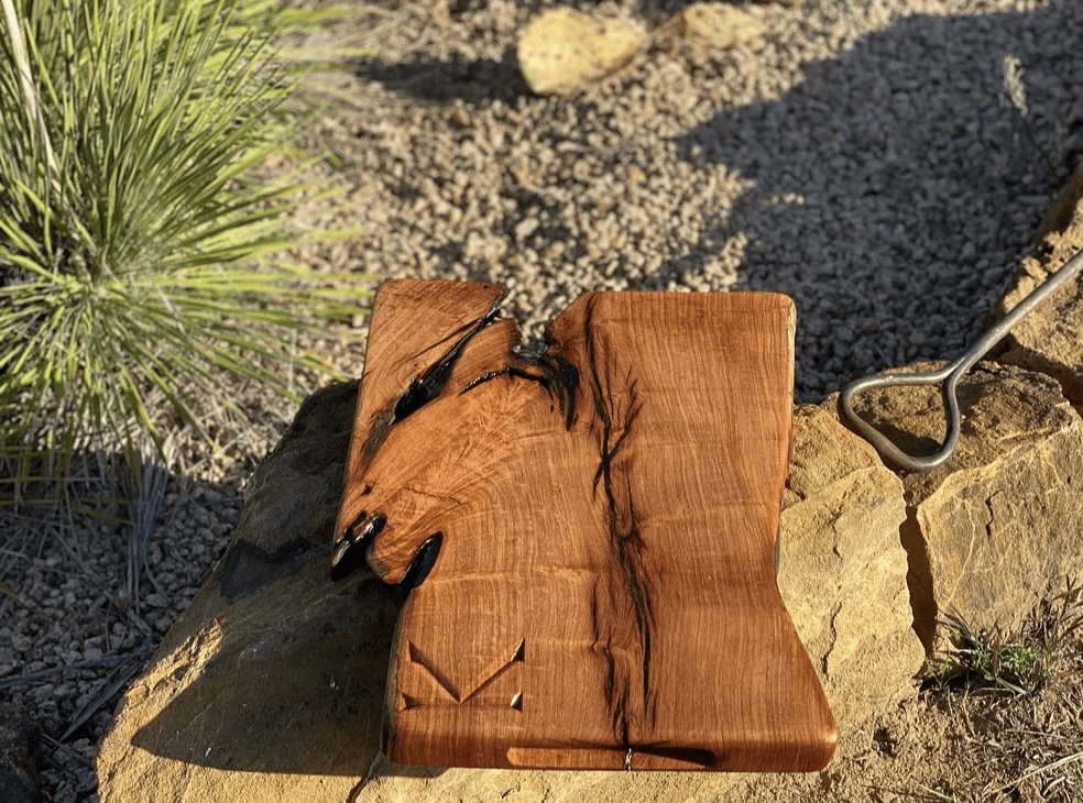 The Abstract Choppin' Top™ is a one-of-a-kind mesquite cutting board, showcasing unique, tree-inspired artwork. (Photo courtesy Chap's)