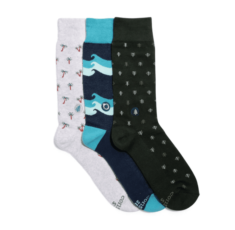The Protect The Planet Gift Box includes eco-friendly socks, with proceeds supporting conservation efforts for oceans and forests. (Photo courtesy Conscious Step)