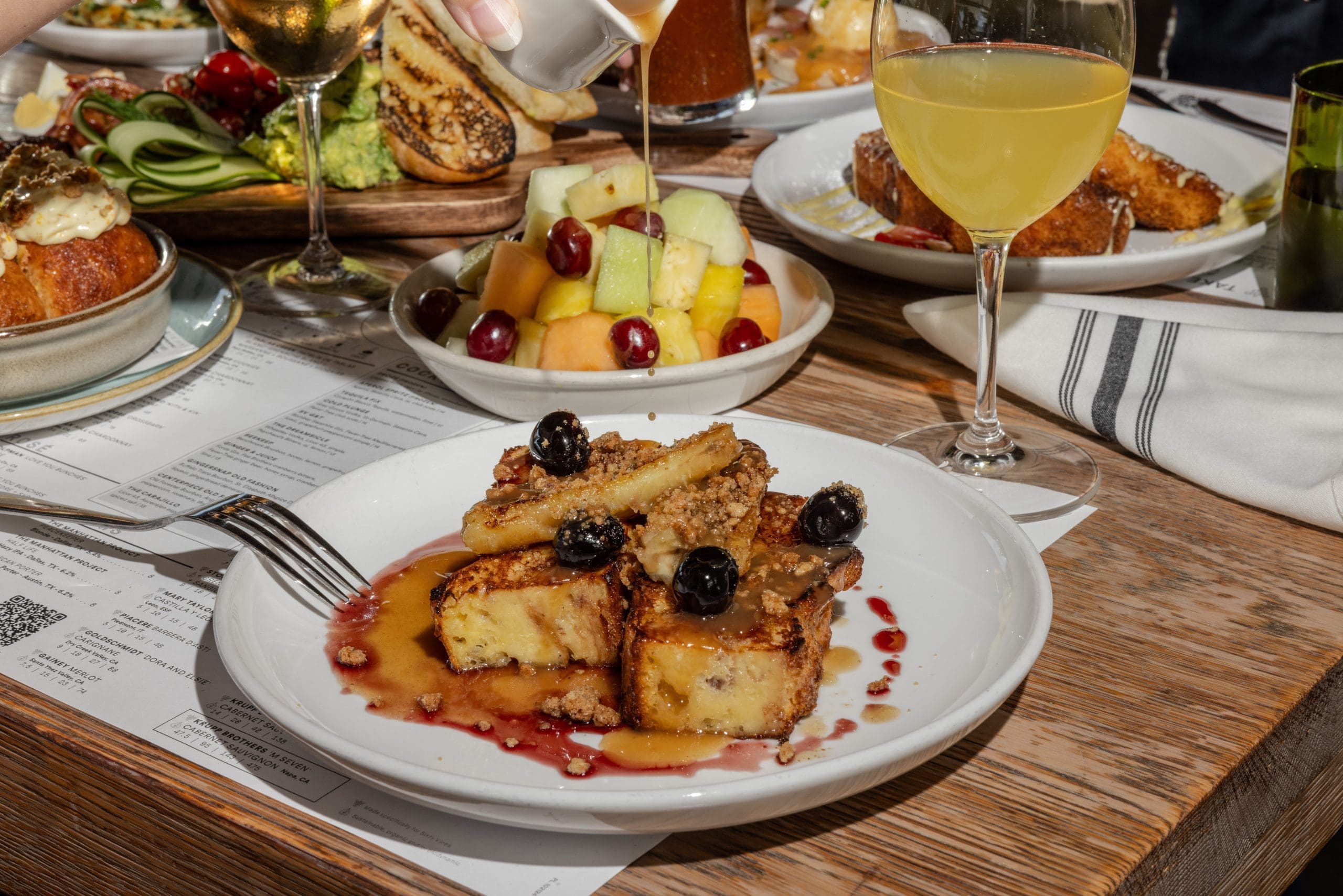 At Sixty Vines, enjoy a variety of choices like fruit and French toast, paired with an excellent selection of wines. (Photo by Kayla Enright)