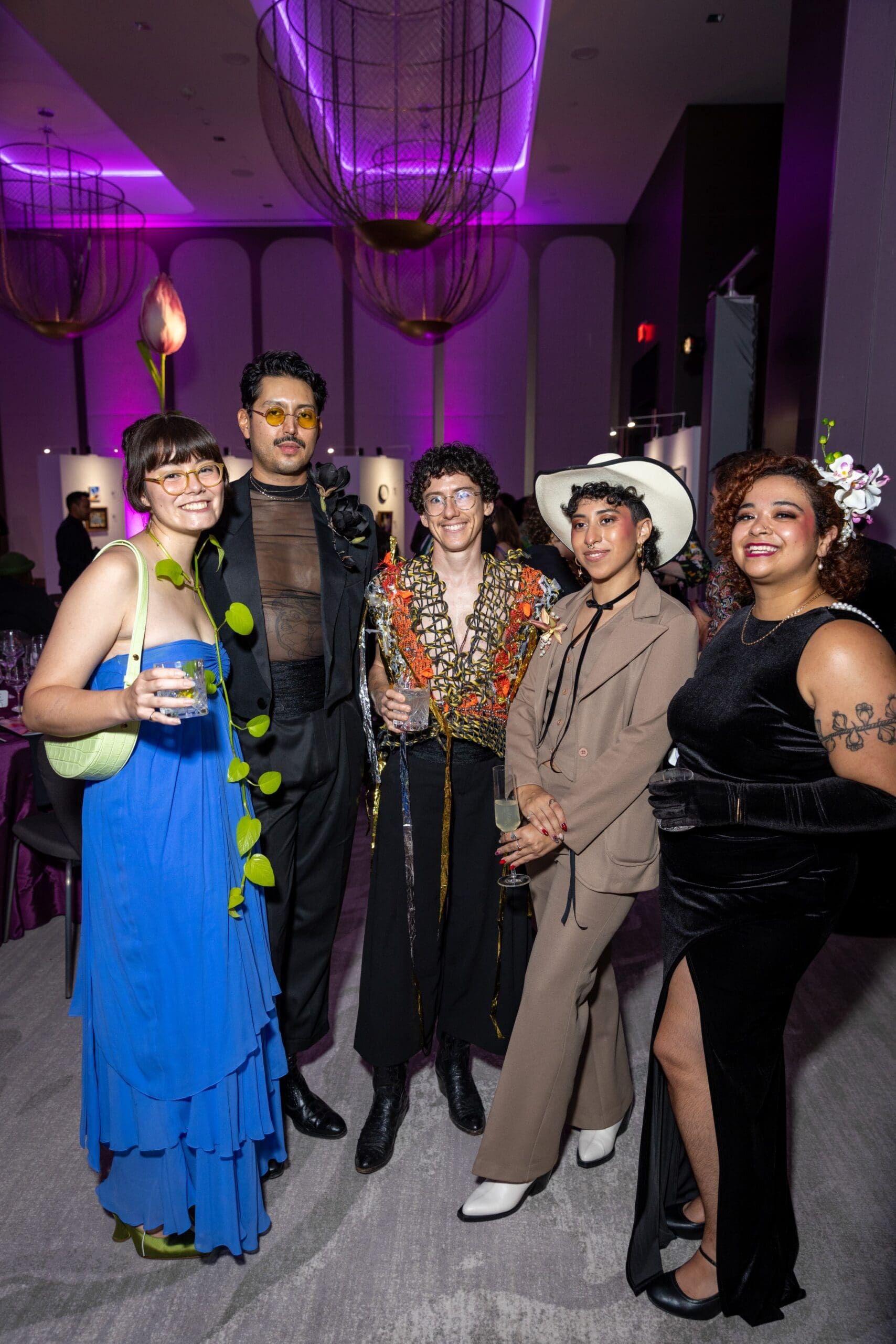Co-chair Sophie Asakura, Juan Carlos Escobedo, Ian Gerson, Sol Diaz-Peña, Claudia Garcia at Art League Houston's 76th Anniversary Gala, Bloom (Photo by Alex Barber)