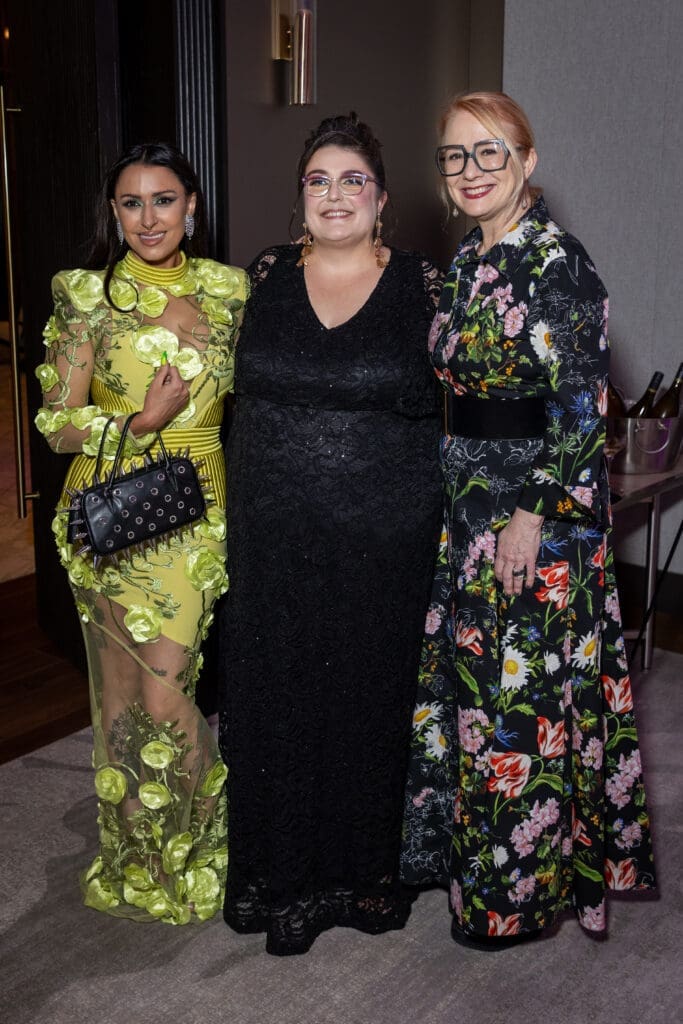 Co-chair Taylor Amador-Williamson, ALH executive director Jennie Ash, Rebekah Johnson at Art League Houston's 76th Anniversary Gala, Bloom (Photo by Alex Barber)