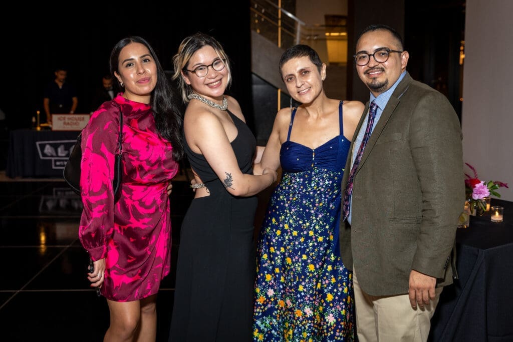 Verónica Gaona, ALH curator and exhibitions manager Zhaira Costiniano, Nela Garzón, Guadalupe Hernandez at Art League Houston's 76th Anniversary Gala, Bloom (Photo by Alex Barber)