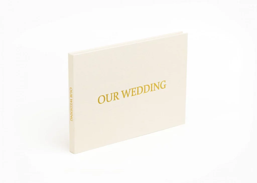 The "Our Wedding" video book transforms your wedding memories into a tangible keepsake, perfect for reliving the special day. (Photo courtesy The Motion Books)