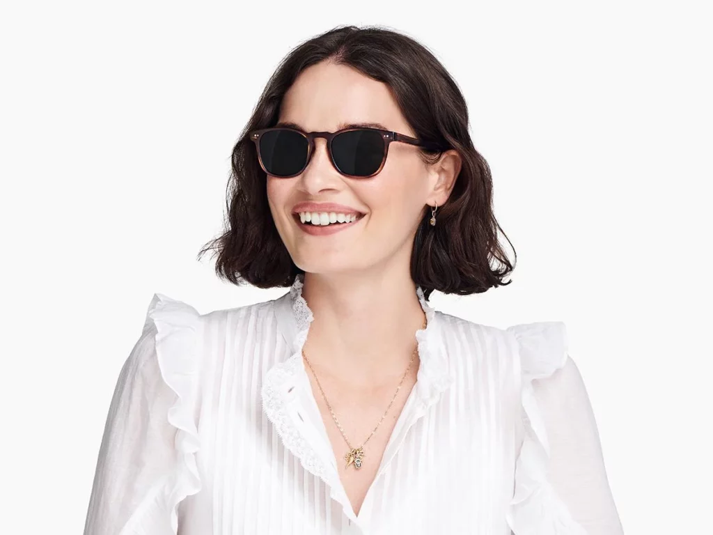 The Elio Sunglasses feature a chic, lightweight design, with proceeds supporting vision-related charities. (Photo courtesy Warby Parker)