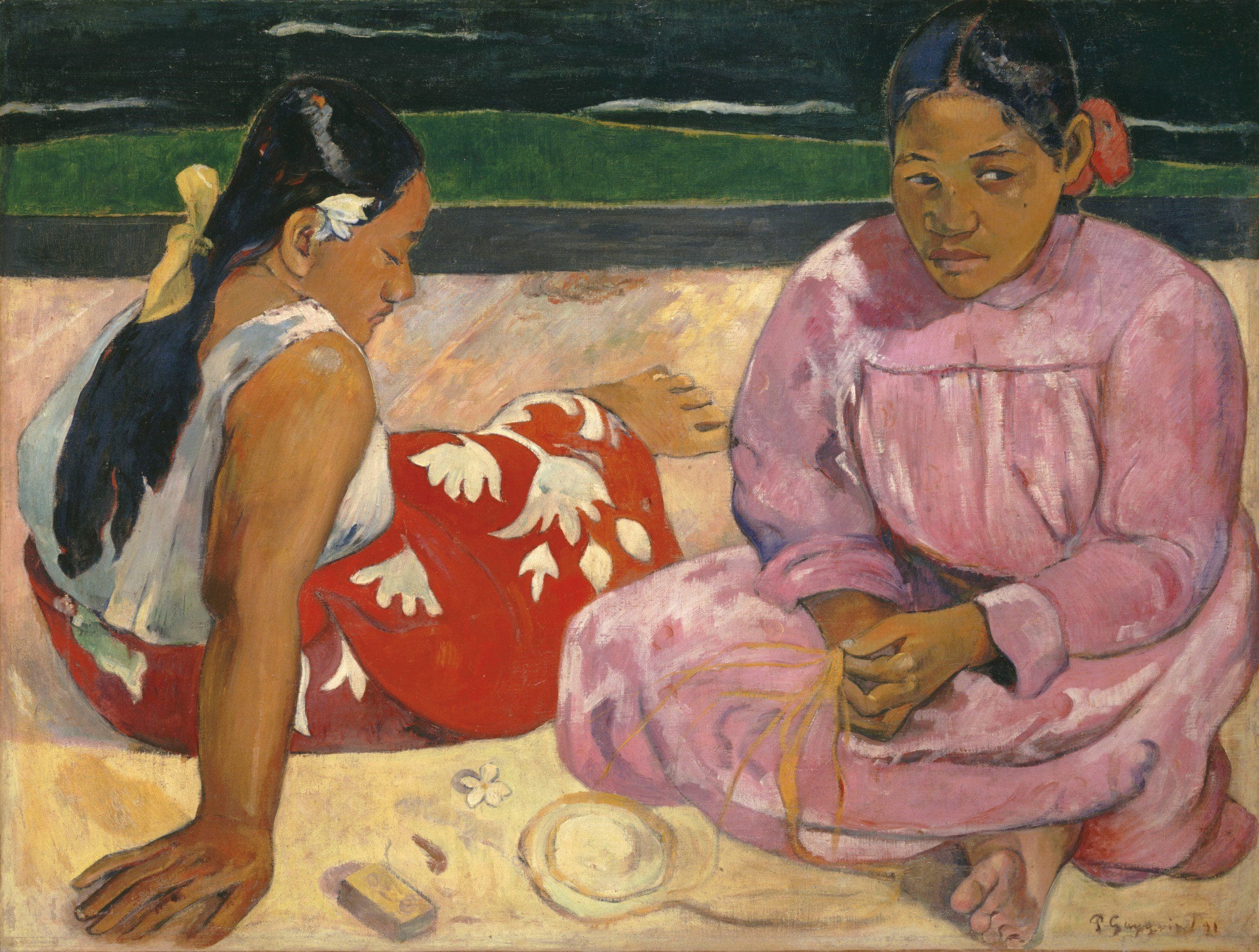 Paul Gauguin, “Femmes de Tahiti (Tahitian Women),” 1891, oil on canvas, Musée d’Orsay, Paris. (Photo courtesy MFAH)