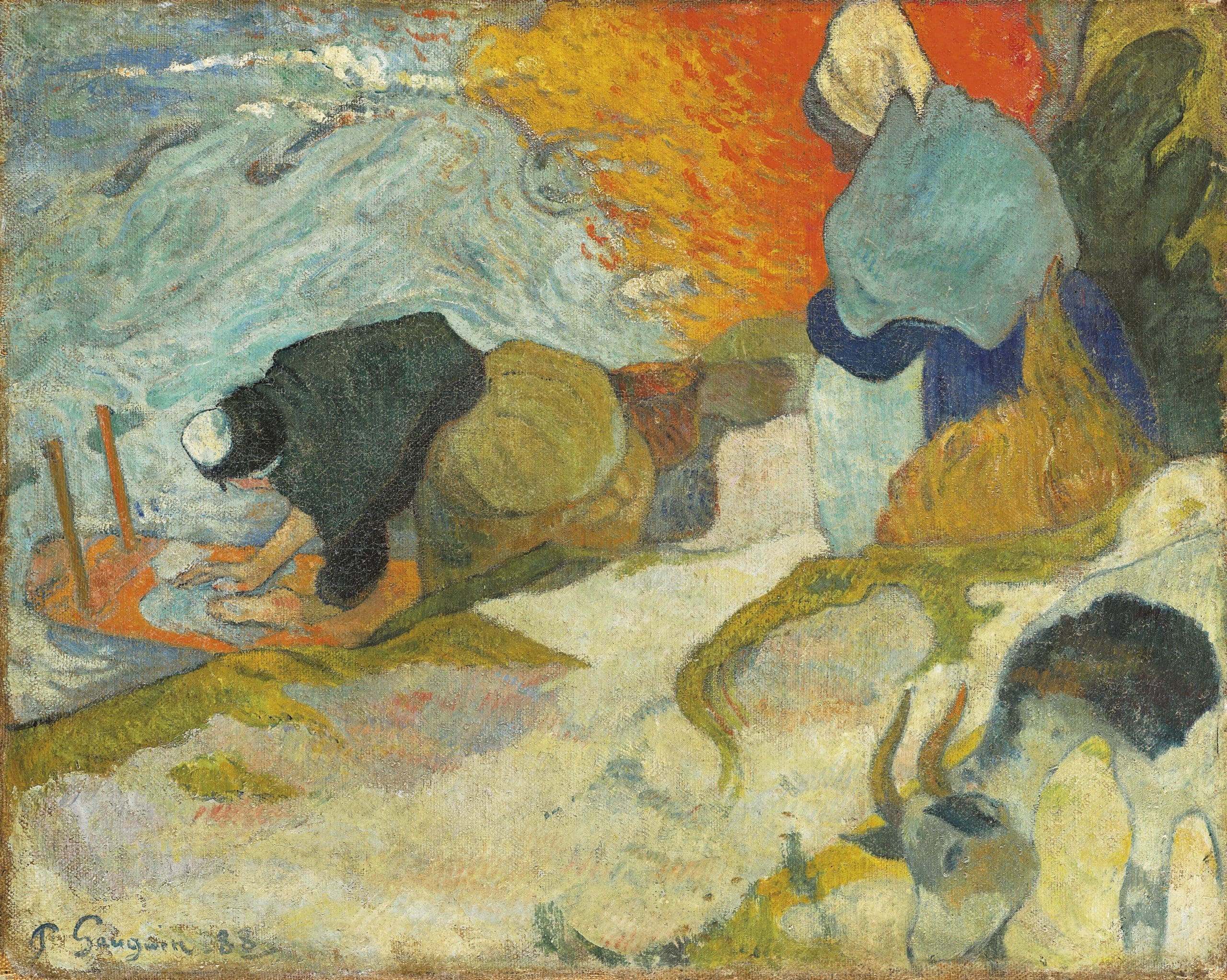 Paul Gauguin, “Laveuses à Arles (Washerwomen in Arles),” 1888, oil on canvas, Museo de Bellas Artes de Bilbao, Spain. (Photo courtesy MFAH)
