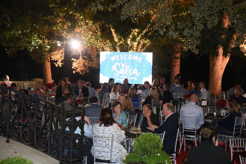 The backyard of the Tilman Fertitta Family home during the Houston Police Foundation True Blue fundraiser (Photo by Alexander's Fine Portrait Design )