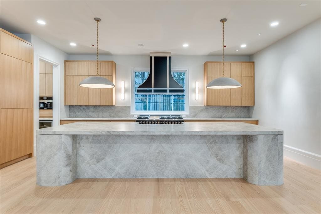 The Italian-style kitchen at 3917 Gillon Avenue also features a separate catering kitchen for entertaining. (Courtesy)
