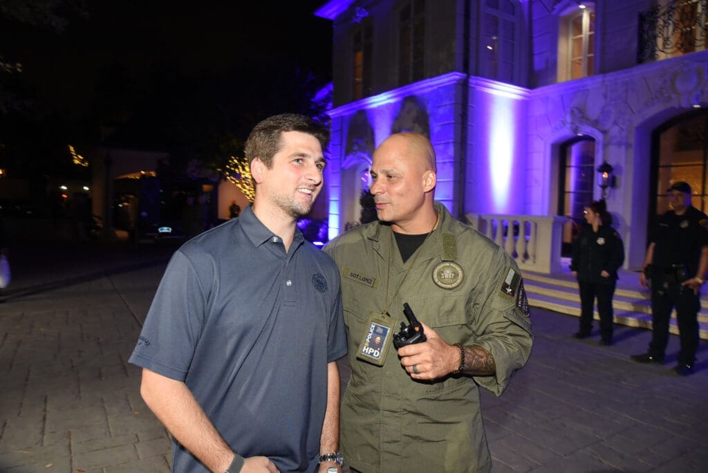 Blake Fertitta, Sgt. Lopez at the Houston Police Foundation True Blue fundraiser   (Photo by Alexander's Fine Portrait Design )