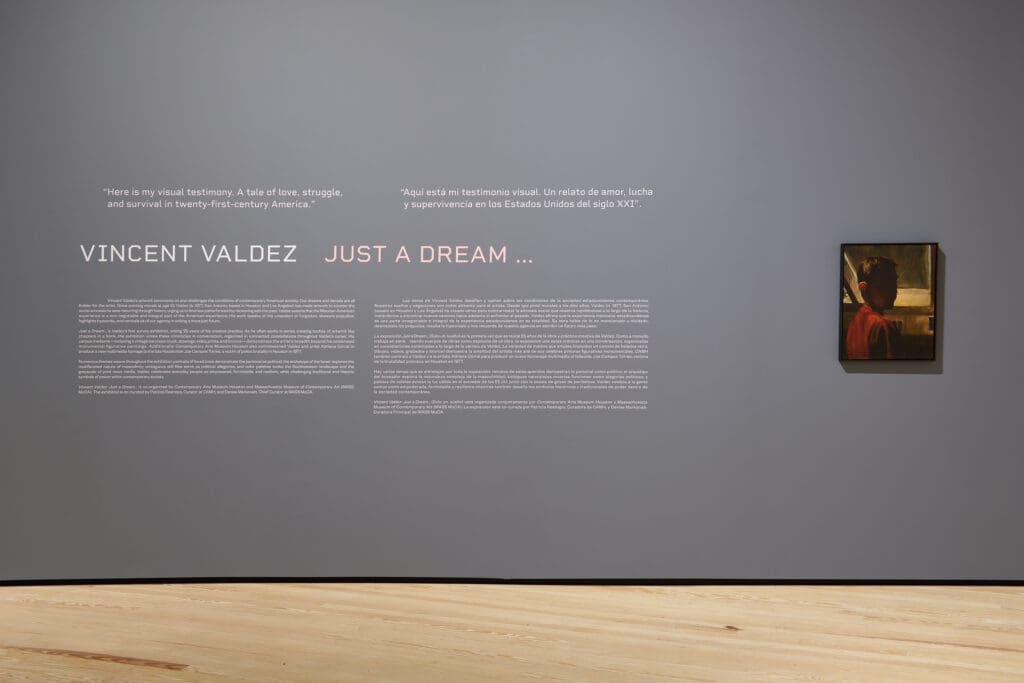 An installation view of "Vincent Valdez: Just a Dream" at Contemporary Arts Museum Houston, on view through March 23, 2025. (Photo by Peter Molick, courtesy Contemporary Arts Museum Houston)