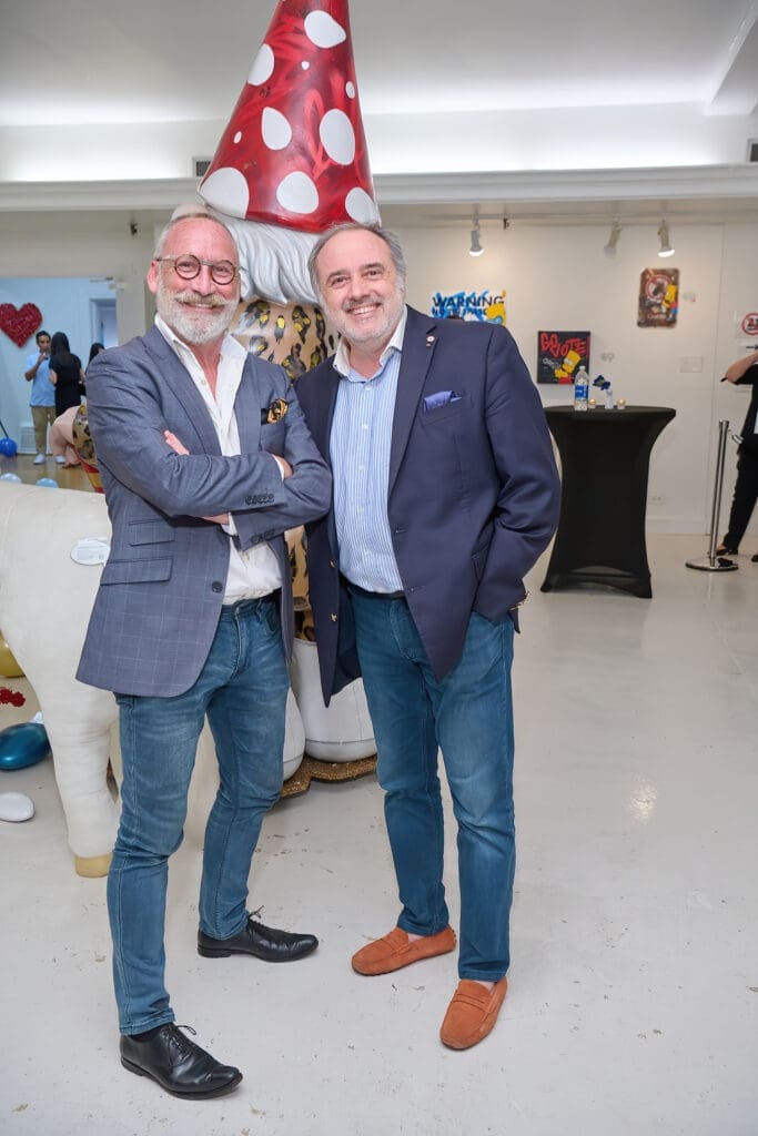 Marc Favre, Jean-Francois Bonneté at the "Frenchies & Friends" opening celebration at Alliance Française de Houston. (Photo by Charlie Horse Photography)