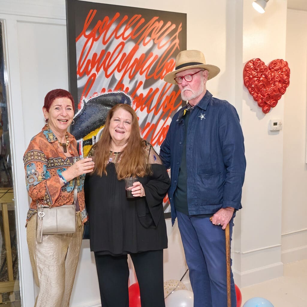 Odile Legay, Donna Tennant, Henry Hunt   at the "Frenchies & Friends" opening celebration at Alliance Française de Houston, October 31, 2024 (Photo by Charlie Horse Photography)