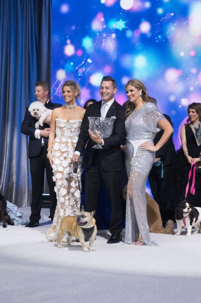 Carson Brown, Andy Cerota with Maxwell, Angela Hernandez make the scene at the Citizens for Animal Protection 'Celebrity Paws Gala. (Photo by Daniel Ortiz)