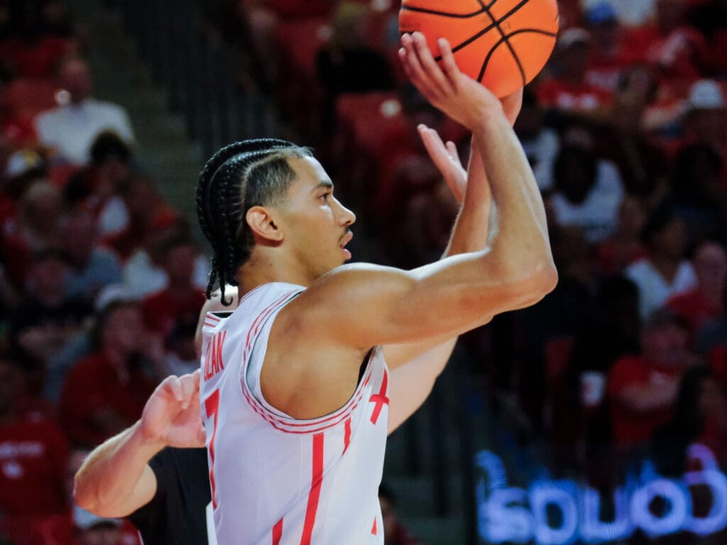 University of Houston point guard Milos Uzan has shown flashes of being a difference making 3-point shooter. (Photo by F. Carter Smith)