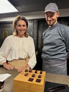 The author samples a divine selection of chocolates from Alain Ducasse's Manufacture. (Photo courtesy Donatella Benckenstein)