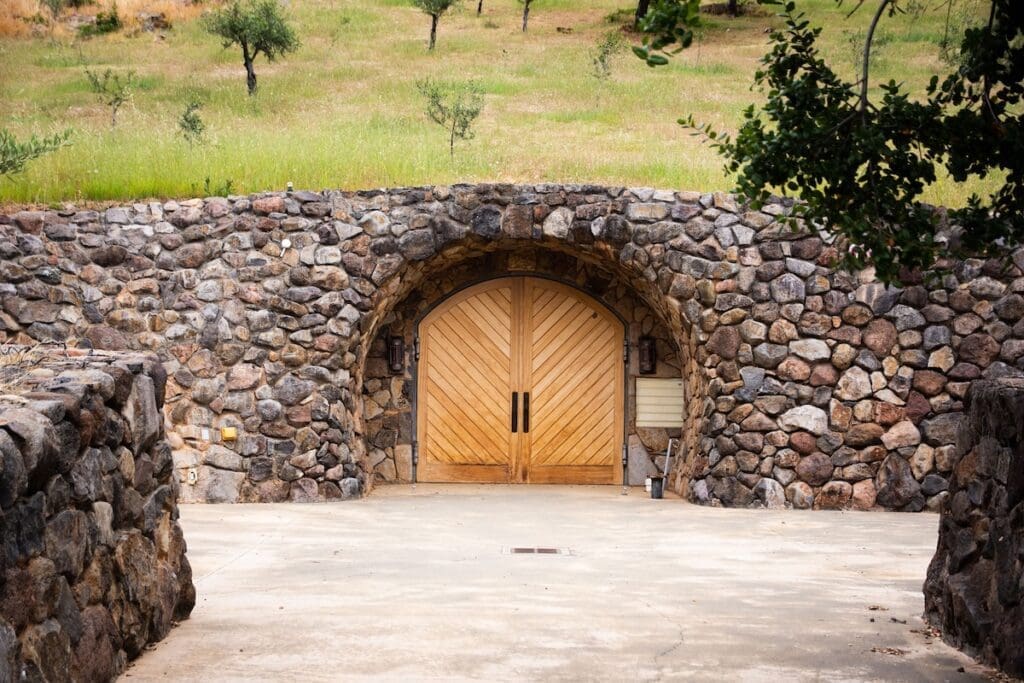 The entrance to the cave at Parable Wines.