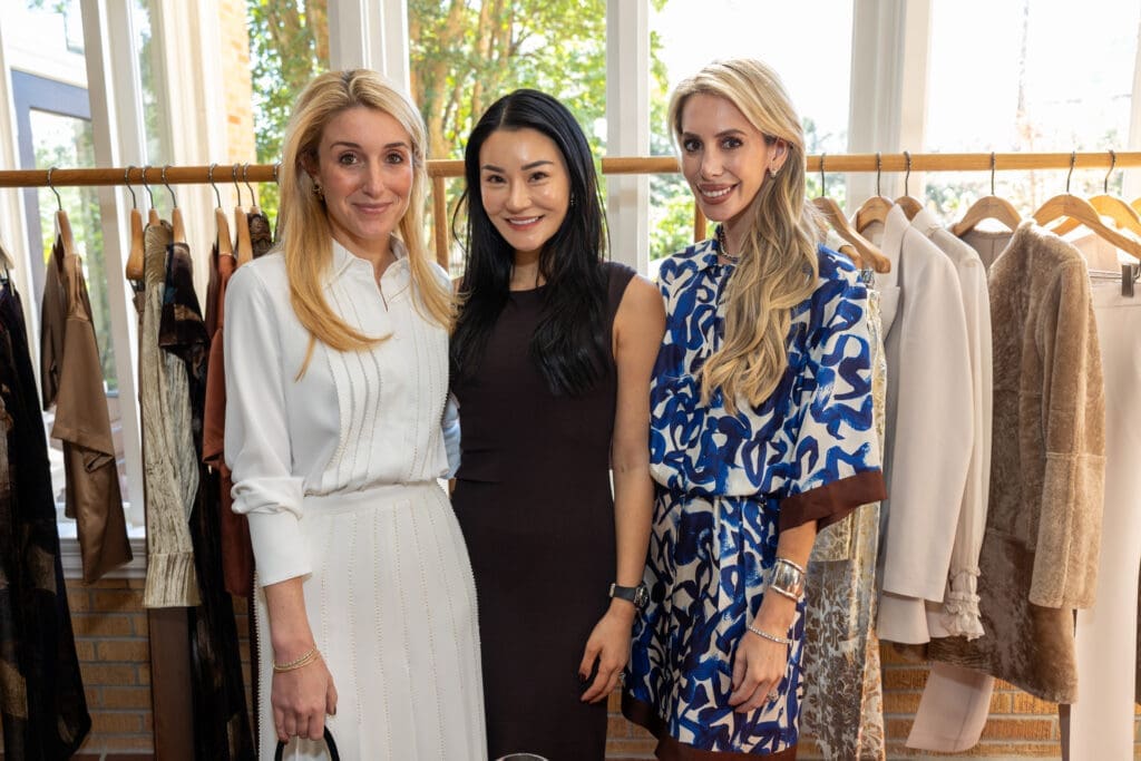 Natalie Steen, Sky Chao, Lizzie Kapler at the intimate lunch celebrating the Lafayette 148 x Save Venice capsule collection (Photo by Jenny Antill)