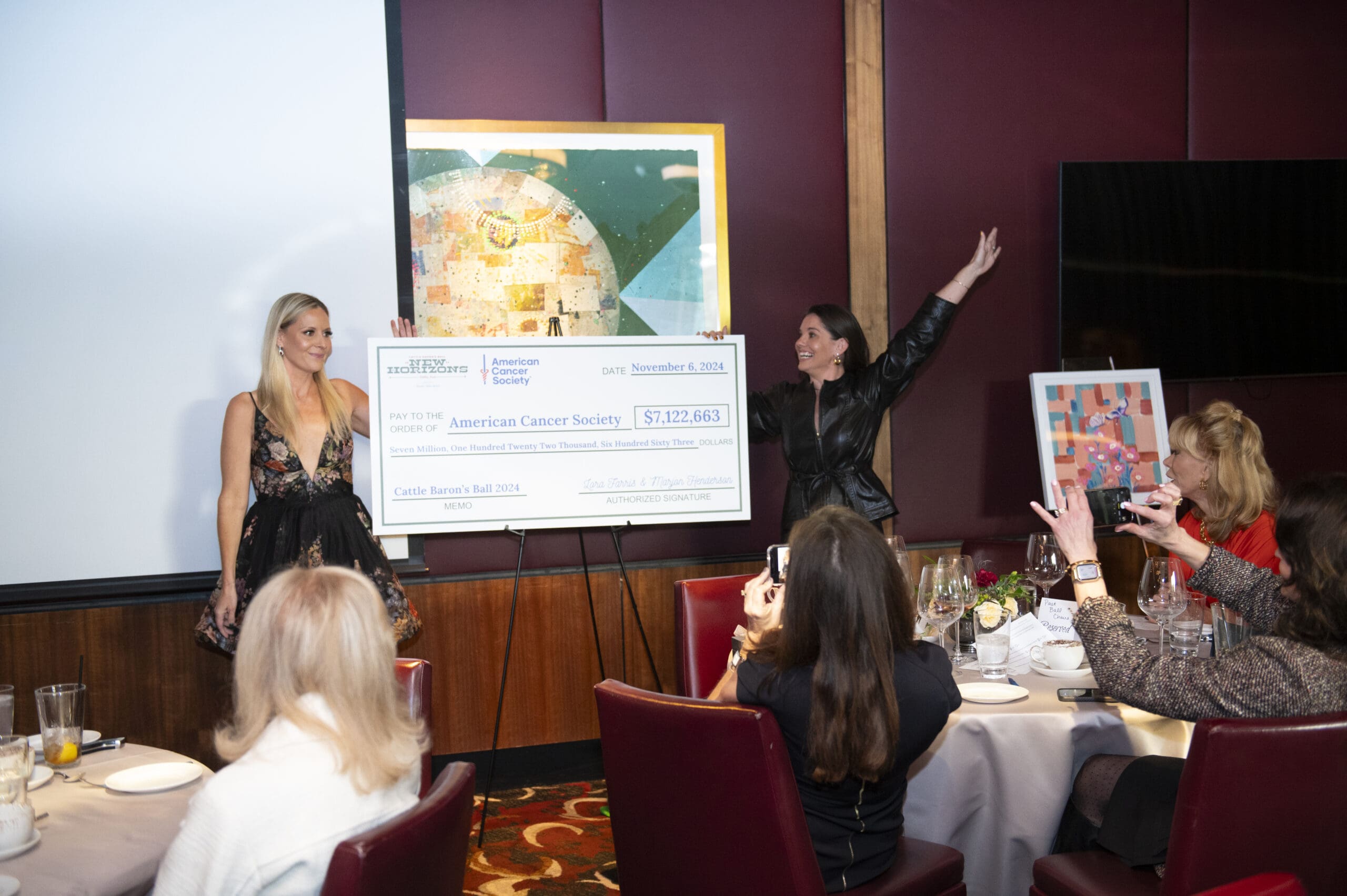 Lora Farris and Marjon Henderson reveal that $7.1 million was raised for American Cancer Society. (Photo by Tamytha Cameron)