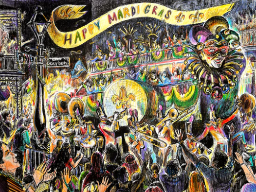 The Mardi Gras Puzzle by Trey Bryan showcases his original 2023 pen-and-colored-pencil artwork, available in various sizes and difficulty levels. (Photo courtesy The Puzzled Company)