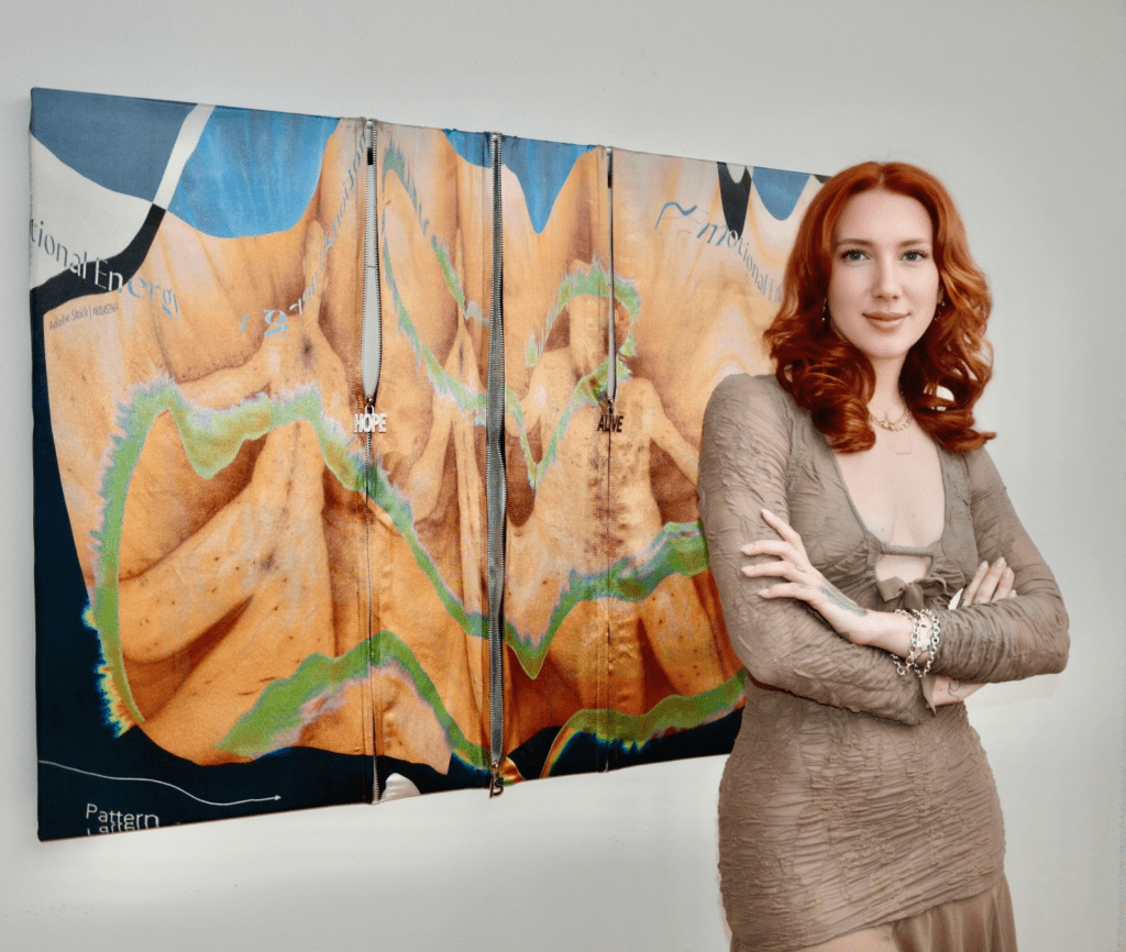 Megan Olivia Ebel, founder of Ruby Projects, makes the scene at Preston Douglas Boyer's "COUTUME" exhibition.(Photo by Nia Mishey)