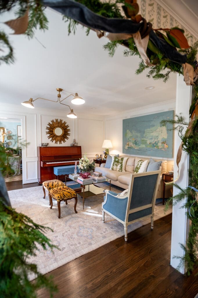 Caroline Harper Knapp's living room  at 6210 Valley Forge Drive decorated for the Kappa Kappa Gamma 'Holiday Pilgrimage' (Photo by Chris Bailey Photography) 