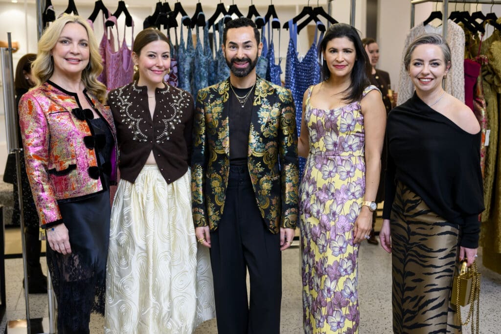 Melissa Juneau, fashion designer Alexandra O’Neill, Tootsies Creative Director Fady Armanious, Kristy Bradshaw, Victoria Gutierrez. (Photo by Michelle Watson CatchlightGroup.com)
