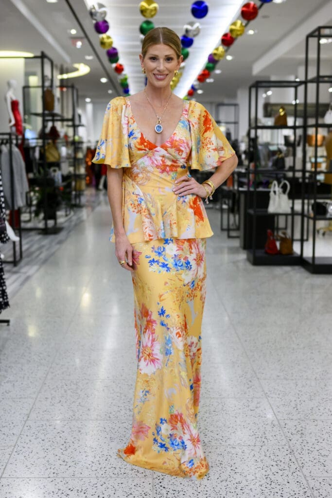 Willow Yellow Printed Satin Gown.