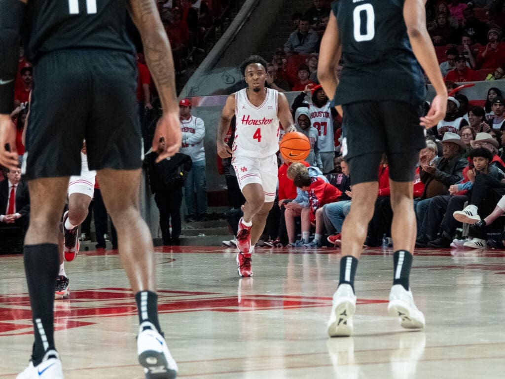 University of Houston guard LJ Cryer is getting more and more chances to start plays with the ball in his hands. (Photo by F. Carter Smith)