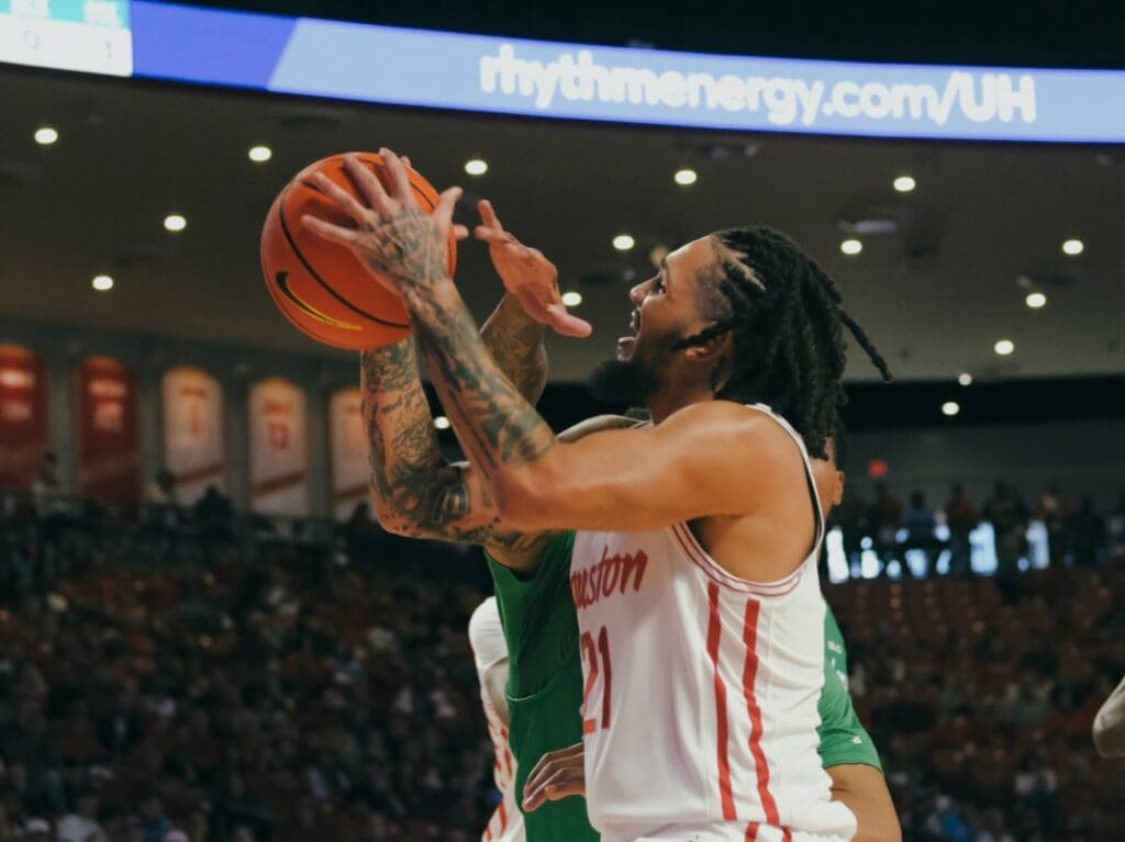 Emanuel Sharp is a physical player who draws and creates plenty of contact for Houston. (Photo by F. Carter Smith)