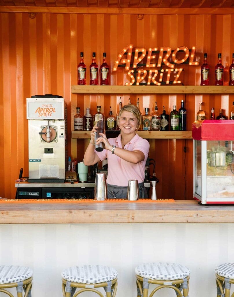 Gemelle's outdoor bar near Hotel Otto offers refreshing Italian spritzes and classic cocktails. (Courtesy) 