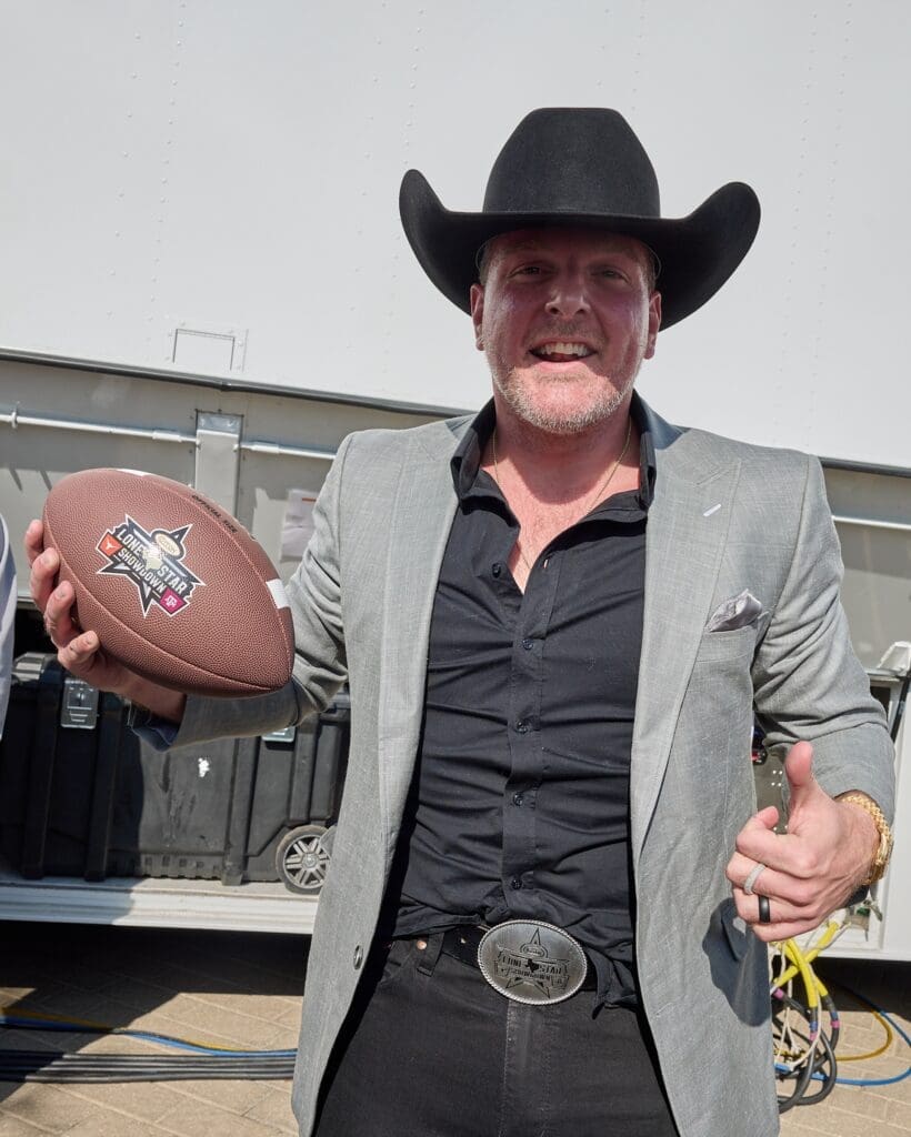 ESPN College GameDay host Pat McAfee at Cotton Holdings' tailgate party at the Lone Star Showdown. (Photo courtesy of Cotton Holdings) 