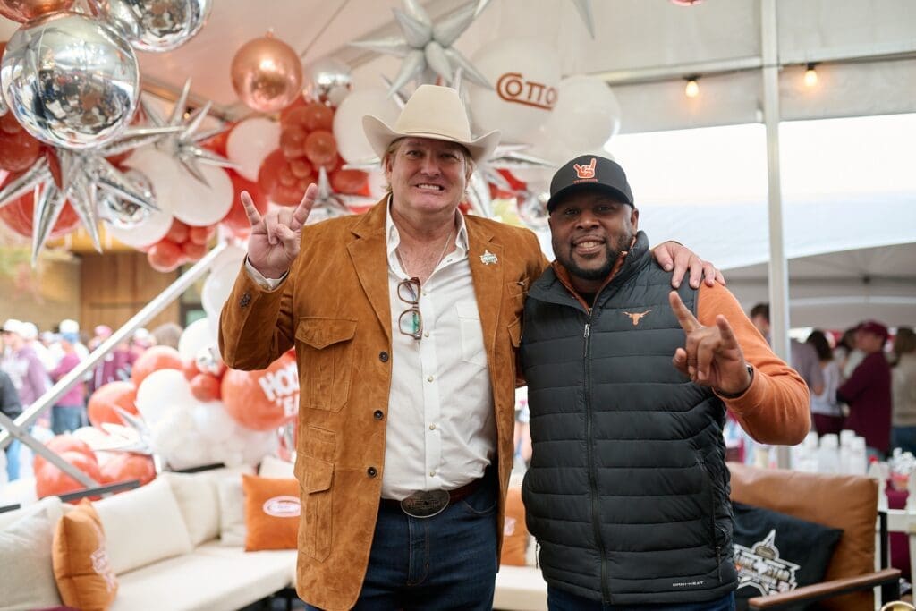 Pete Bell, Quan Cosby at Cotton Holdings' tailgate party at the Lone Star Showdown. (Photo courtesy of Cotton Holdings) 