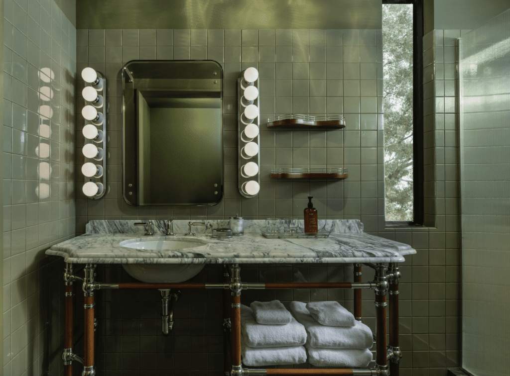 A Saint Augustine bath with Verde Borealis marble (Photo by Julie Soefer)