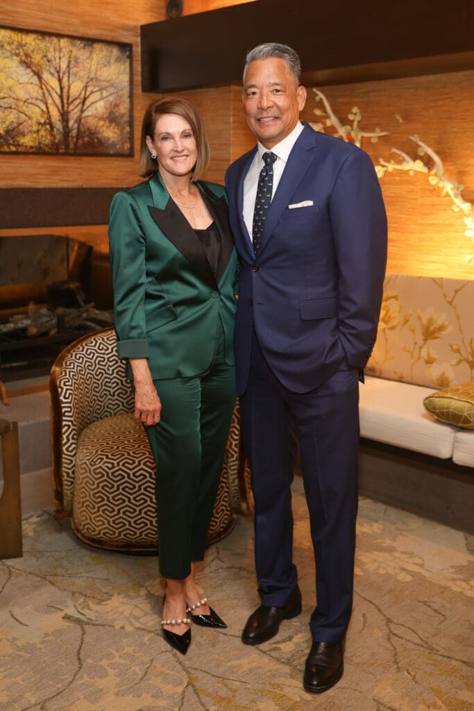 Hosts Stephanie & Frank Tsuru at the Celebration of Reading author reveal. (Photo by Priscilla Dickson)