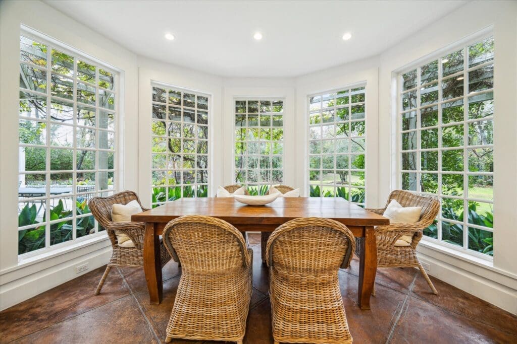 The charming breakfast room just off the kitchen at 8899 Sandringham in Houston's Bayou Woods subdivision (Photo by TK Images/Compass)