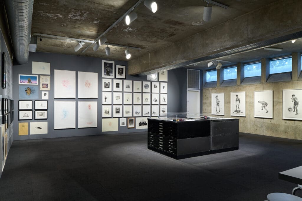A section of "Vincent Valdez: Just a Dream..." on display at Contemporary Arts Museum Houston, 2024, showcasing the exhibition's immersive environment. (Photo by Peter Molick, courtesy Contemporary Arts Museum Houston)