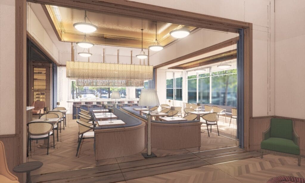 Cypress at Fountain Place will feature a lavish restaurant and bar. (Rendering courtesy of Fountain Place)