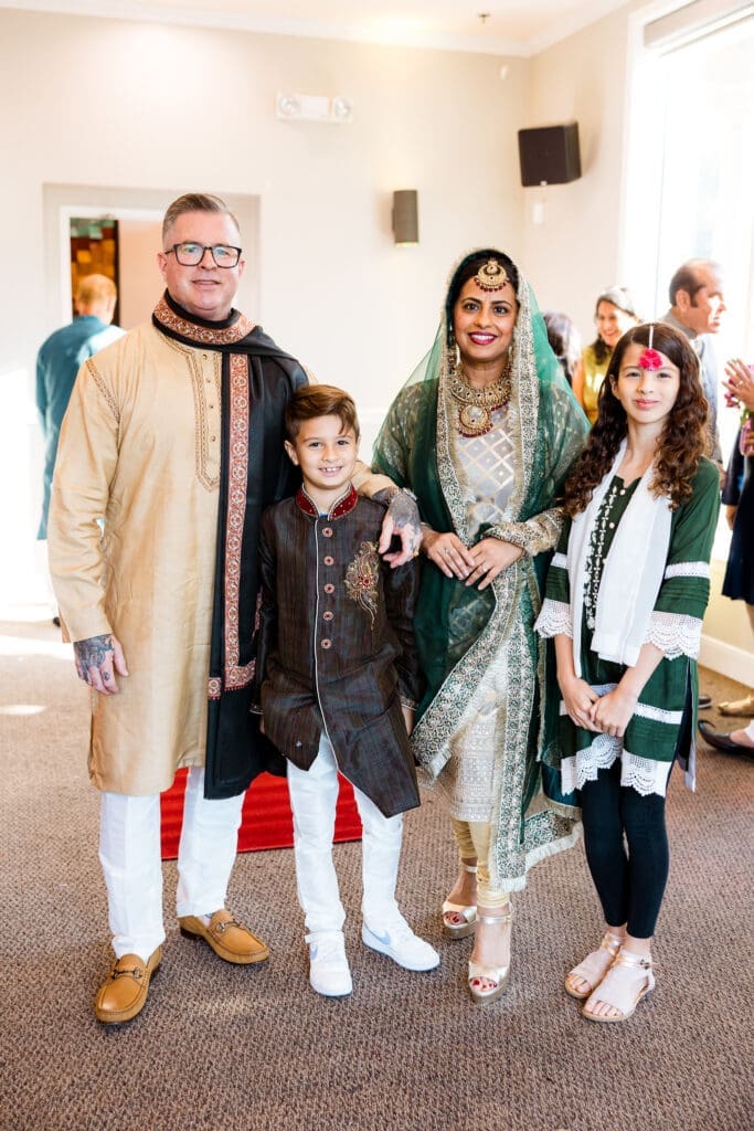 Newlyweds Walter Sassard & Ruchi Mukherjee with his children, Felix and Luella  (Photo by Quy Tran)