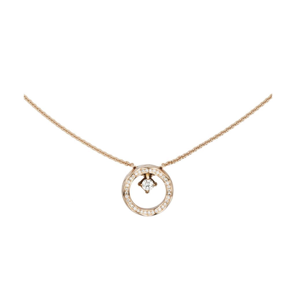 Coco Crush necklace, quilted motif, in 18K beige gold and diamonds.