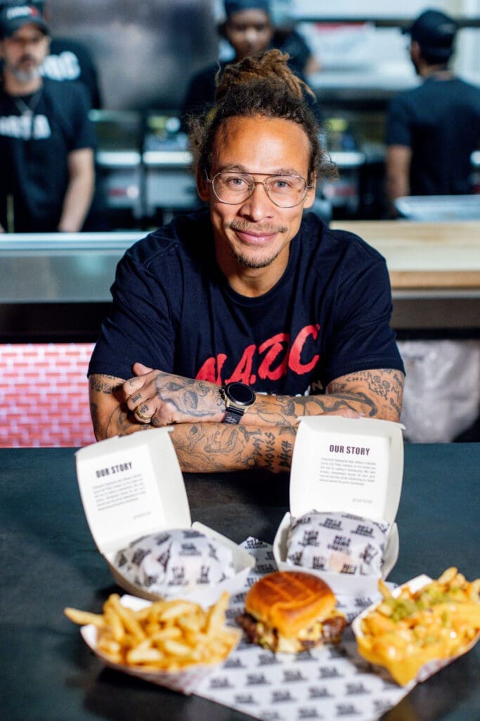 Pro skater Neen Williams says having a NADC Burger in Fort Worth is a "dream come true." (Photo by Sarah Block)